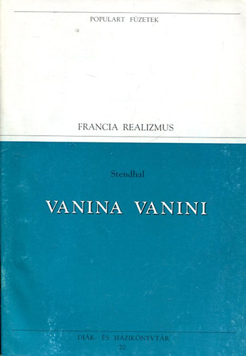 Vanina vanini (Populart füzetek) című könyvünk borítója
